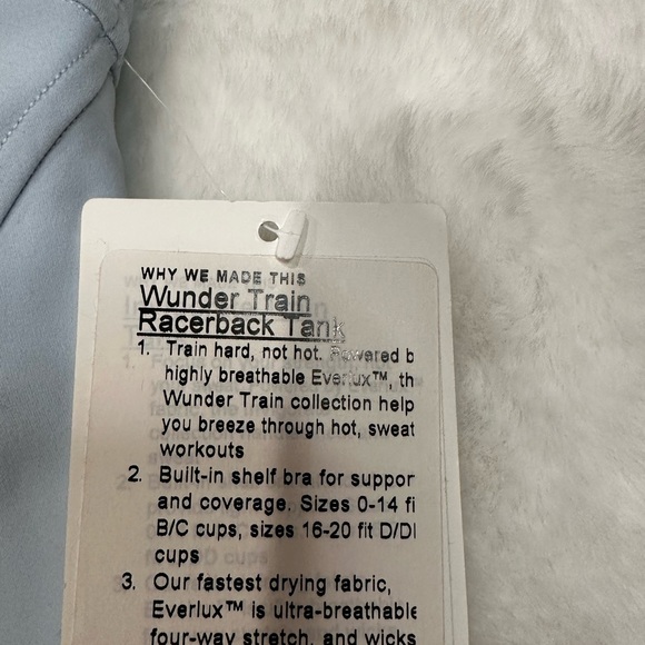 Lululemon Athletica Sky Blue Tank Top with built in bra - Picture 3 of 5